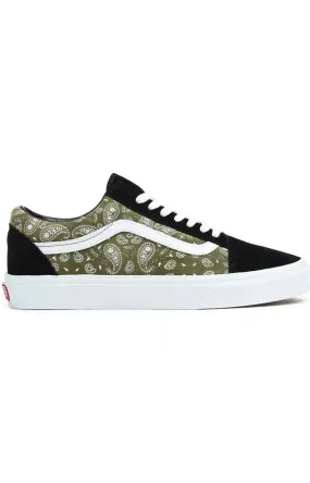 (JMIBKO) Paisley Suede Old Skool Shoes - Black/Olive