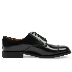 Military Style Leather Gibson Derby Shoes - Black 1128B