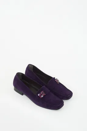 Purple Suede Jewel Loafer