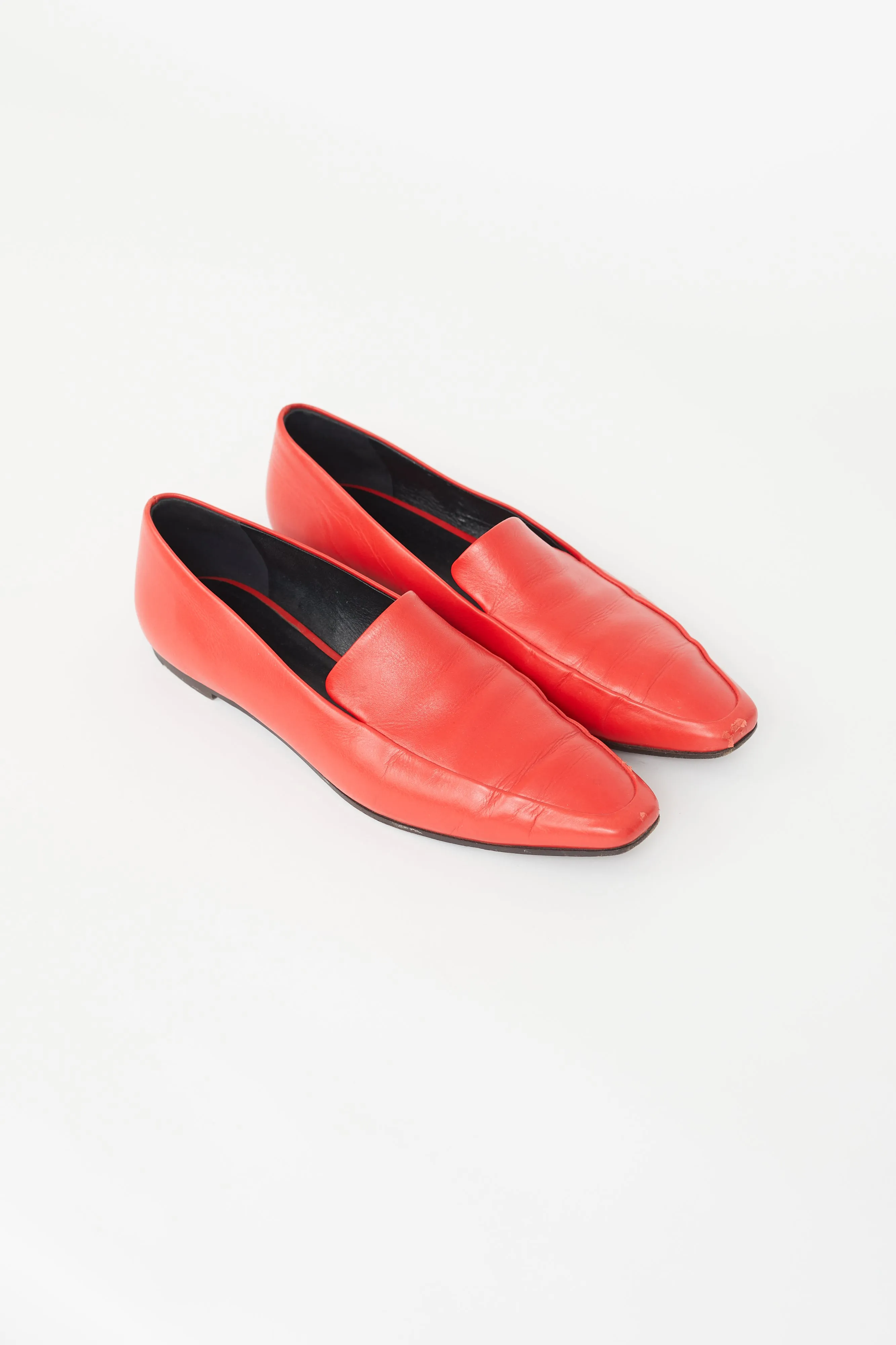 Red Leather Minimal Loafer