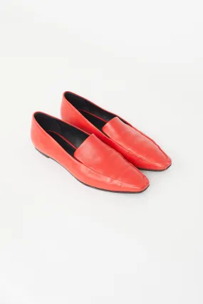 Red Leather Minimal Loafer