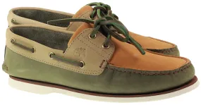 Timberland Boots Mens Classic Boat Shoe Dark Green Nubuck Multi