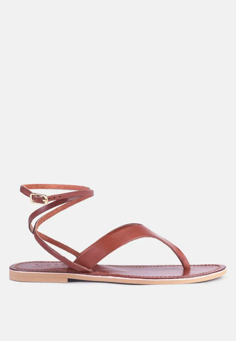 WRAP-UP Tie around Tan Flat Sandals